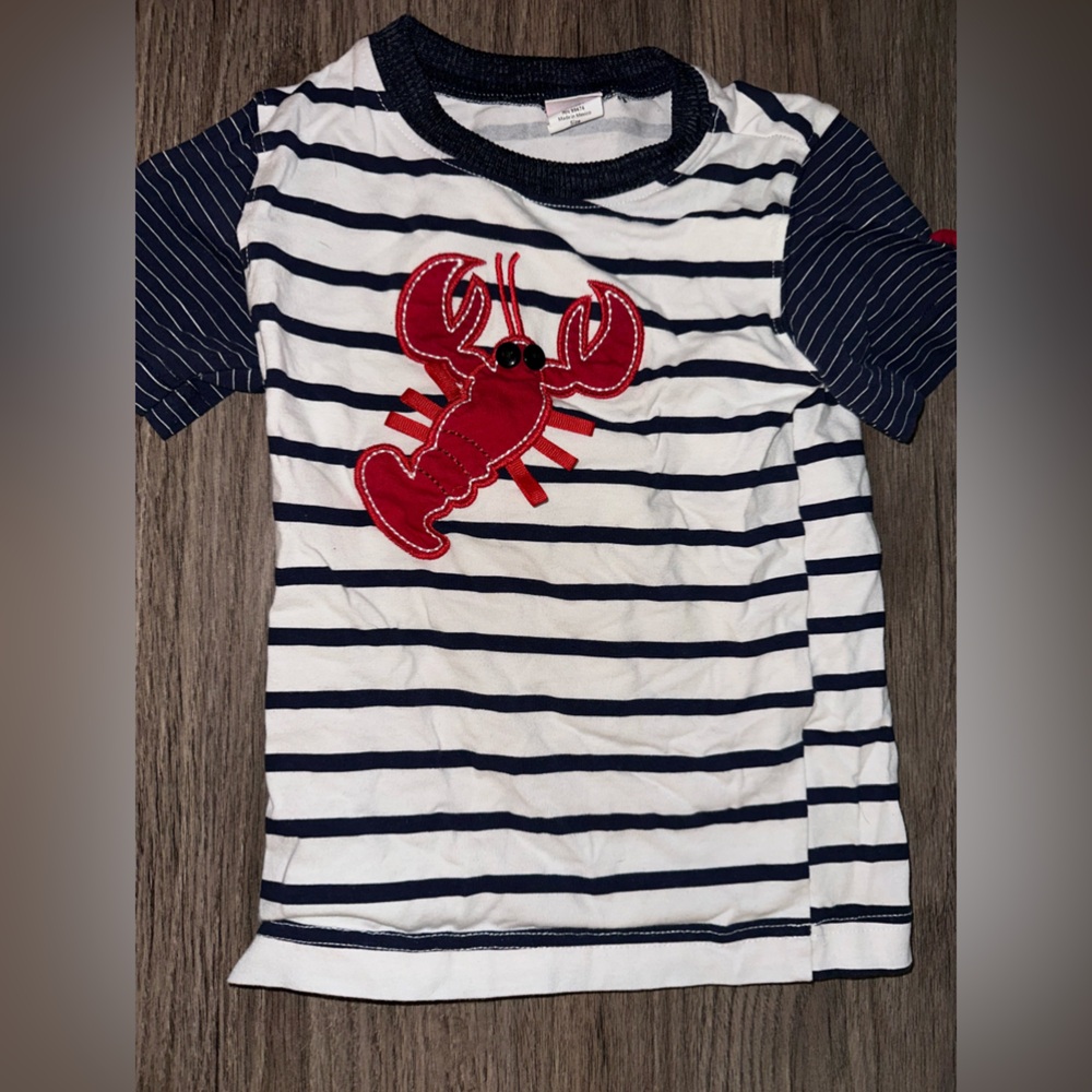Striped Kids Shirt with Lobster Design